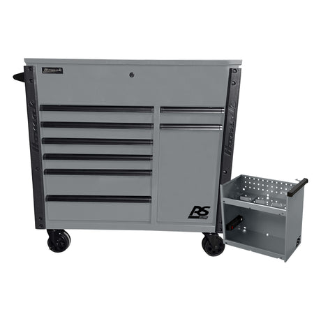 Homak 44in. RS Pro Flip Top 8-Drawer Power Service Cart -Gray Additional Image 2