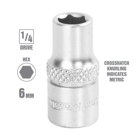 OEMTOOLS 22243 1/4 Inch Drive 6 Pt. Socket (6 mm) Additional Image 1