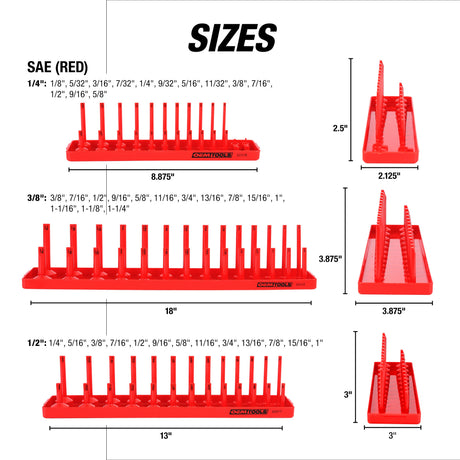 OEMTOOLS 22234 6 Piece SAE and Metric Socket Tray Set (Red and Black) Additional Image 9