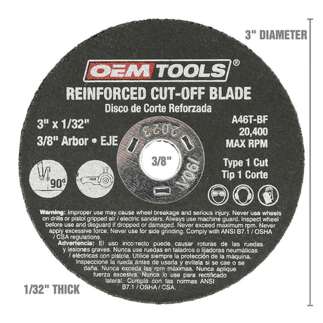 OEMTOOLS 26528 10 Piece Cut Off Wheel Set with Mandrel Additional Image 2