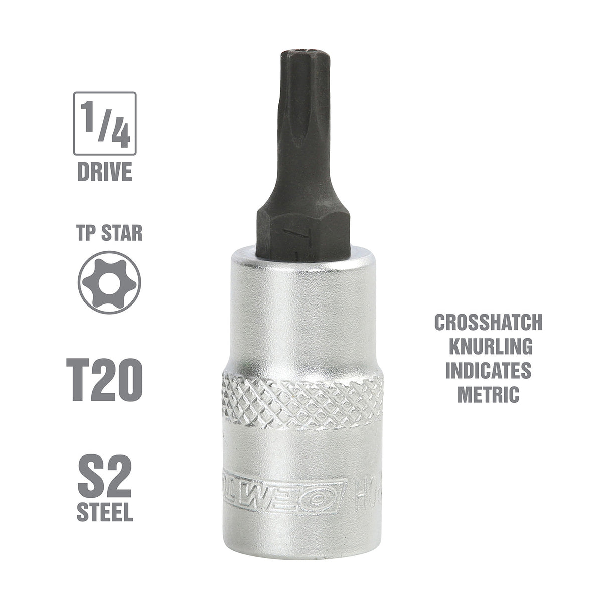 OEMTOOLS 22783 1/4 Inch Drive Tamper Proof Star Socket Bit (T20) Additional Image 1