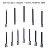 OEMTOOLS 23563 12 Piece Extra Long Hex Bit Socket Set (SAE) Additional Image 4