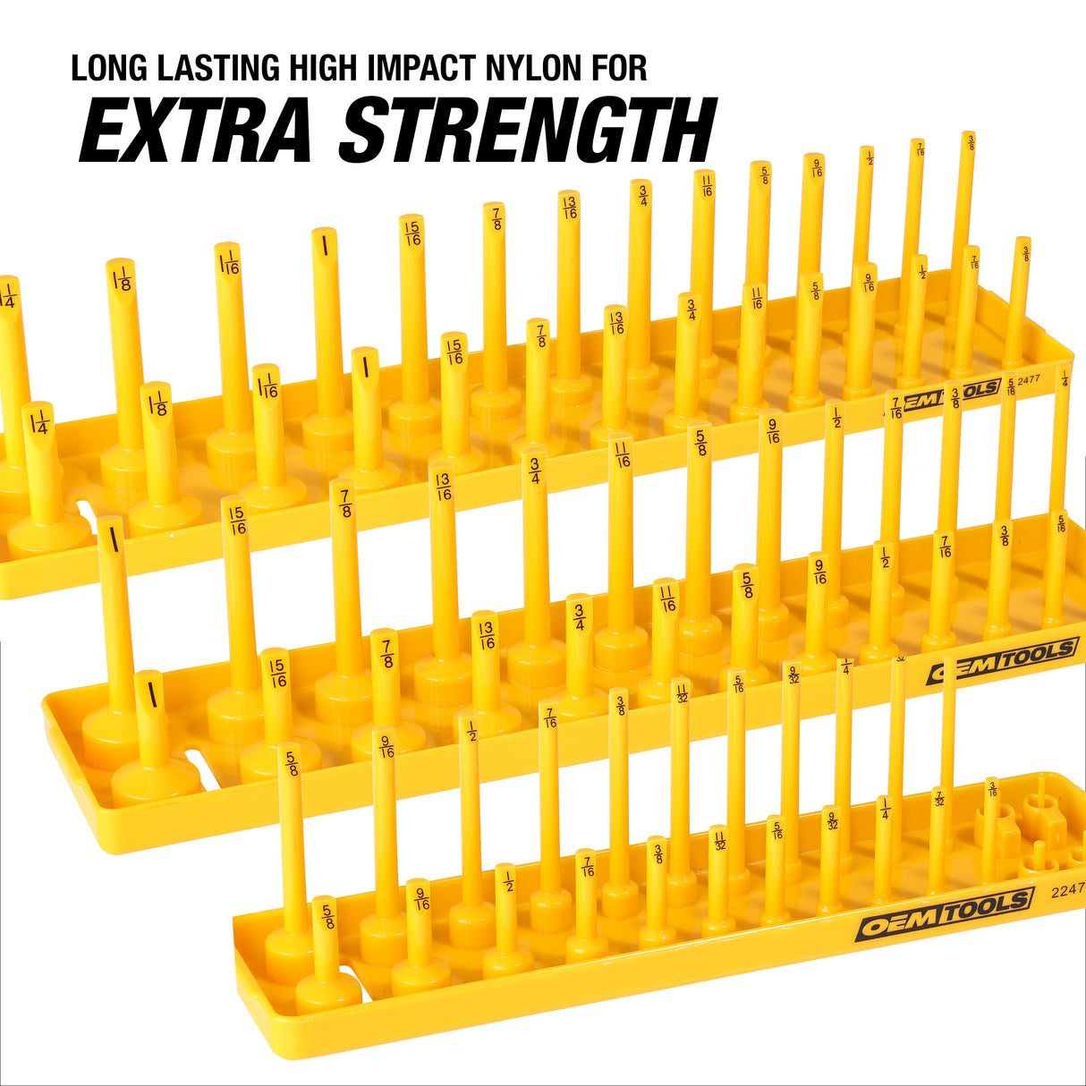 OEMTOOLS 22238 6 Piece SAE and Metric Socket Tray Set (Yellow and Black) Additional Image 5