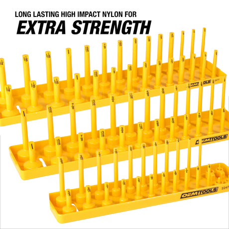 OEMTOOLS 22238 6 Piece SAE and Metric Socket Tray Set (Yellow and Black) Additional Image 5