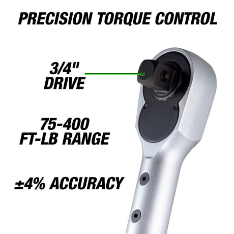 OEMTOOLS 37309 3/4in. Drive Torque Wrench (75-400 Ft/Lb.) Additional Image 1