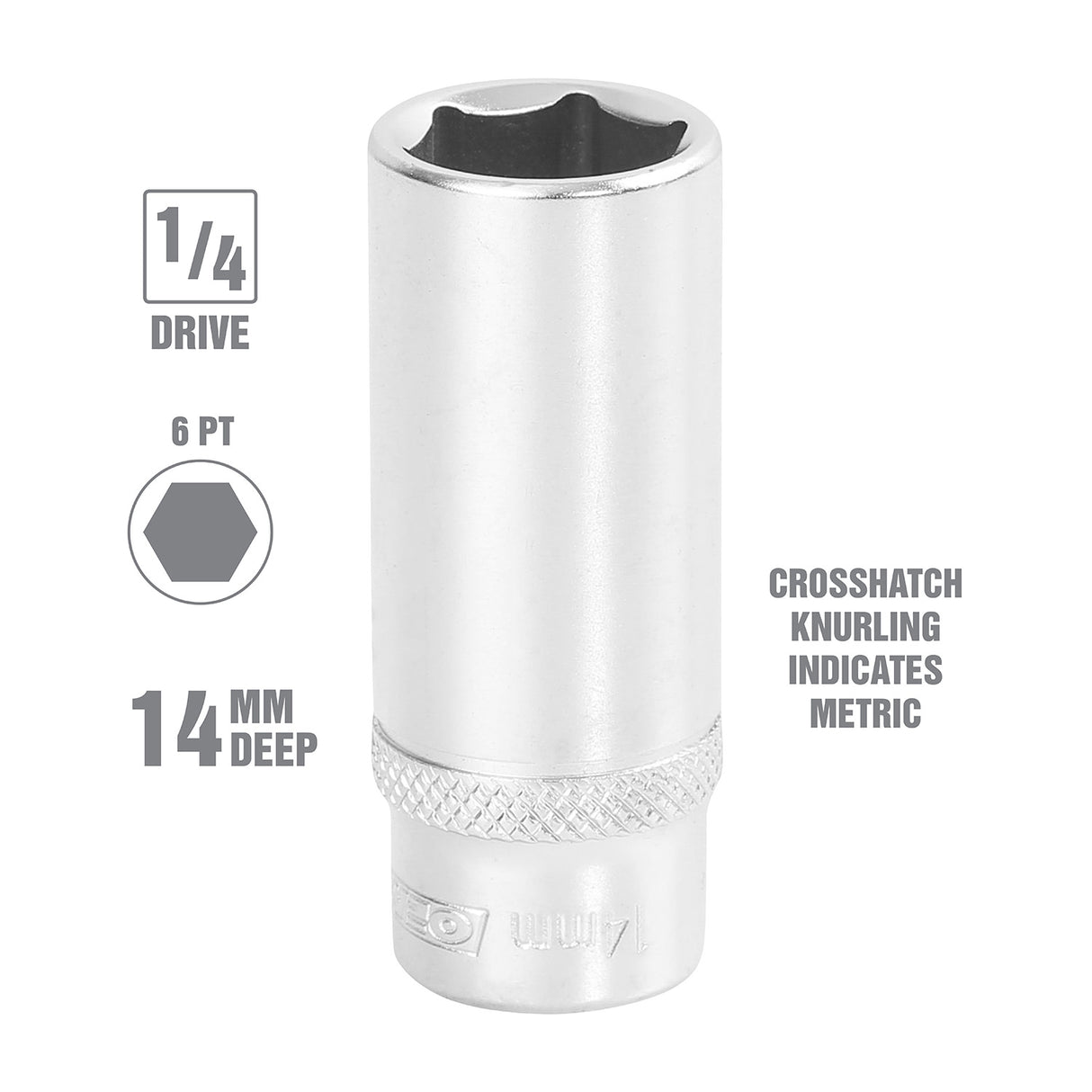 OEMTOOLS 22278 14 mm 1/4 Inch Drive Deep Socket Additional Image 1