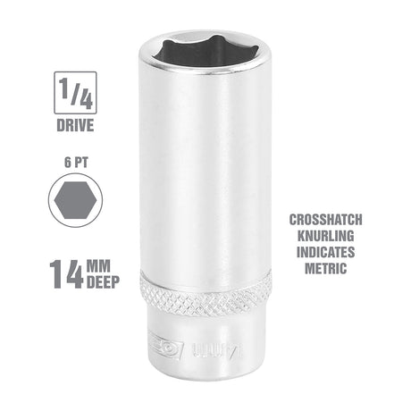 OEMTOOLS 22278 14 mm 1/4 Inch Drive Deep Socket Additional Image 1