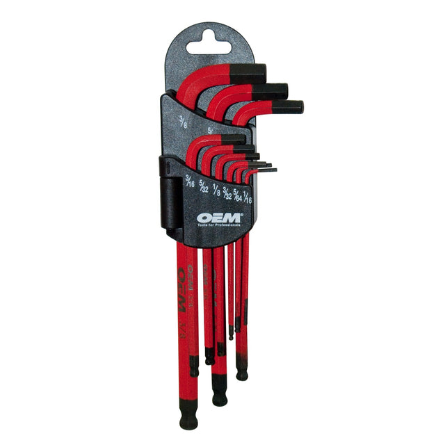 OEMTOOLS 24261 9 Piece Long Magnetic Hex Ball End Key SAE Set Main Image
