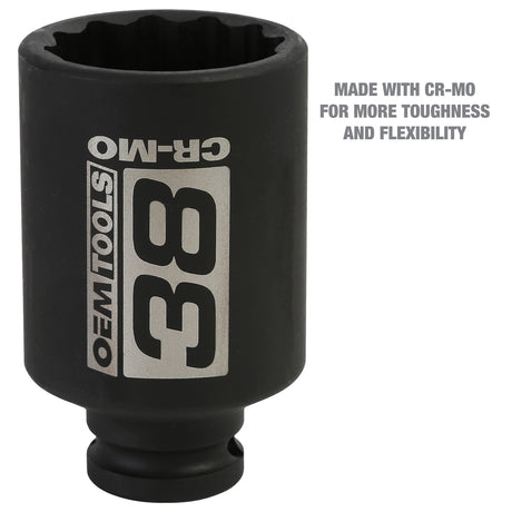OEMTOOLS 24717 1/2 Inch Drive 12 Pt. Axle Nut Socket (38 mm) Additional Image 2