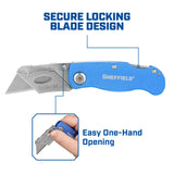 Sheffield 12113 Folding Lock Back® Utility Knife - Blue Additional Image 4