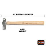 GreatNeck BP8 Ball Peen Hammer (8 Oz.) with Hickory Handle Additional Image 1