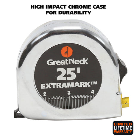 GreatNeck C435I ExtraMark™ Chrome Tape Measure (25 Ft. x 1 Inch) Additional Image 1
