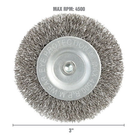 OEMTOOLS 26069 3in. Fine Wire Wheel Brush Additional Image 2