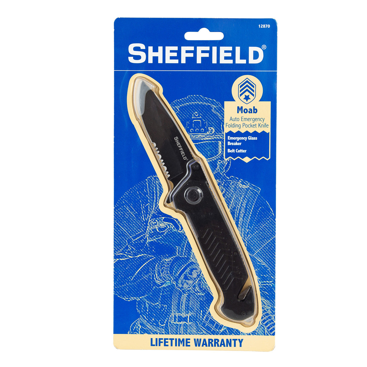Sheffield Alloy Series 12870 Moab 3.5in. Auto Emergency Folding Knife Additional Image 5