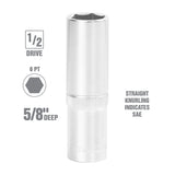 OEMTOOLS 22422 1/2 Inch Drive 6 Pt. Deep Wall Socket (5/8 Inch) Additional Image 1