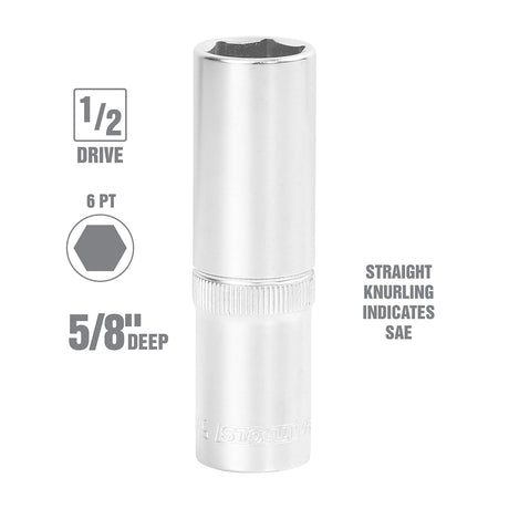 OEMTOOLS 22422 1/2 Inch Drive 6 Pt. Deep Wall Socket (5/8 Inch) Additional Image 1