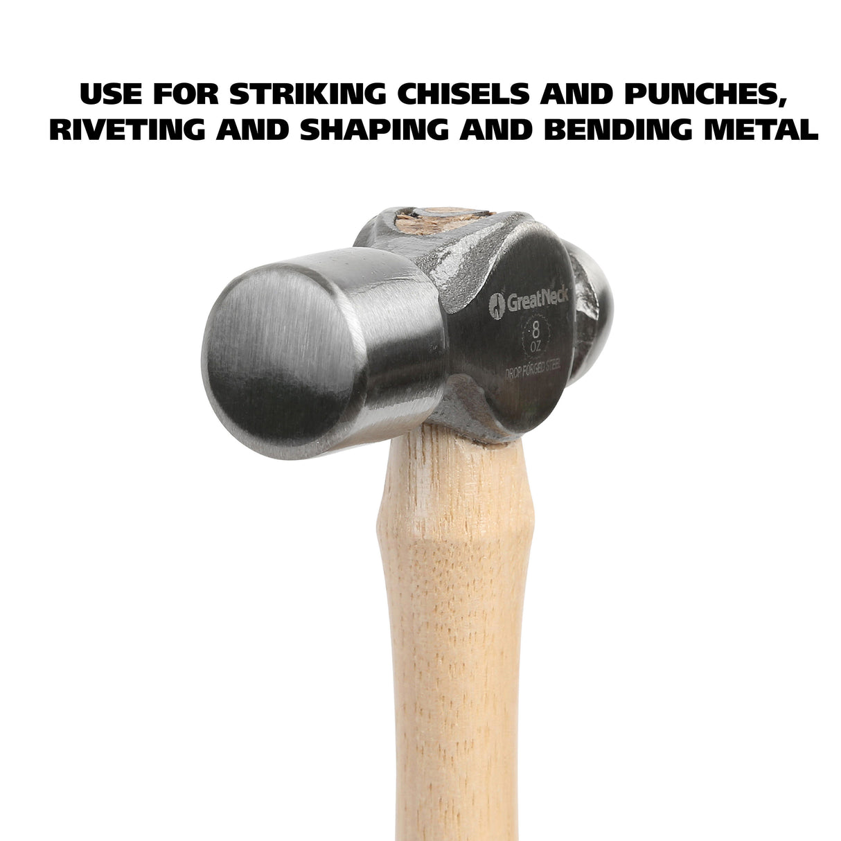 GreatNeck BP8 Ball Peen Hammer (8 Oz.) with Hickory Handle Additional Image 3
