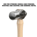 GreatNeck BP8 Ball Peen Hammer (8 Oz.) with Hickory Handle Additional Image 3