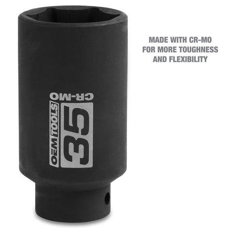 OEMTOOLS 25153 1/2 Inch Drive 6 Pt. Axle Nut Socket (35 mm) Additional Image 2