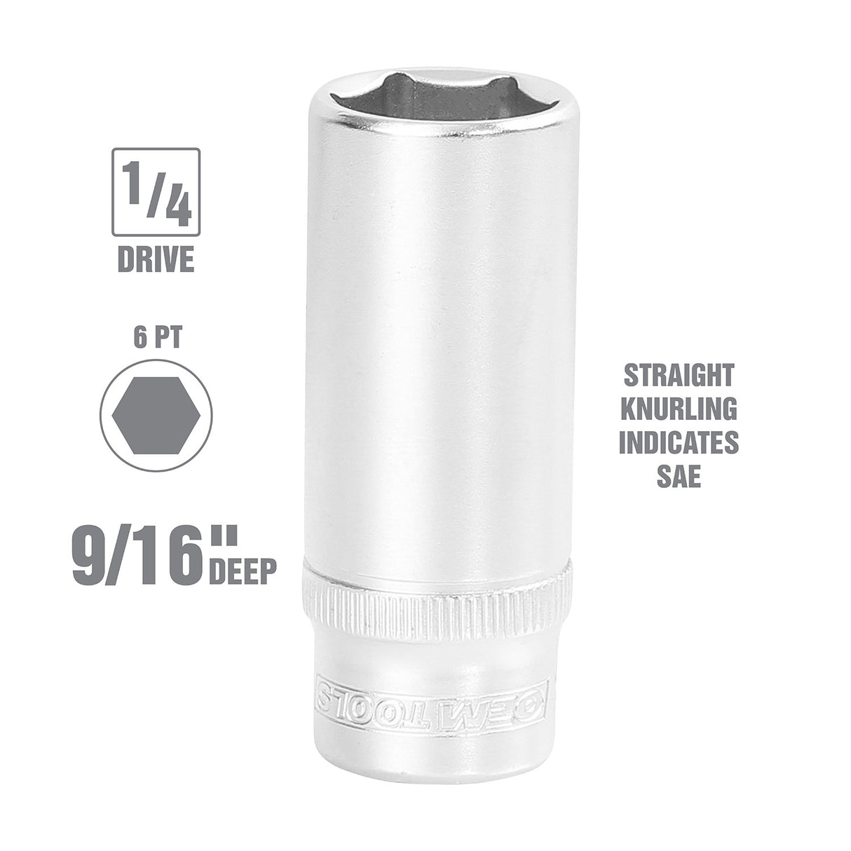 OEMTOOLS 22265 1/4 Inch Drive Deep Socket (9/16 Inch) Additional Image 1