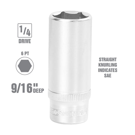 OEMTOOLS 22265 1/4 Inch Drive Deep Socket (9/16 Inch) Additional Image 1
