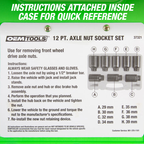 OEMTOOLS 37321 12 Pt. Axle Nut Socket Set Additional Image 7