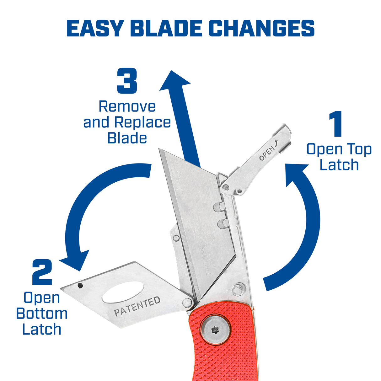 Sheffield 12614 Folding Lock Back® Utility Knife - Red Additional Image 7