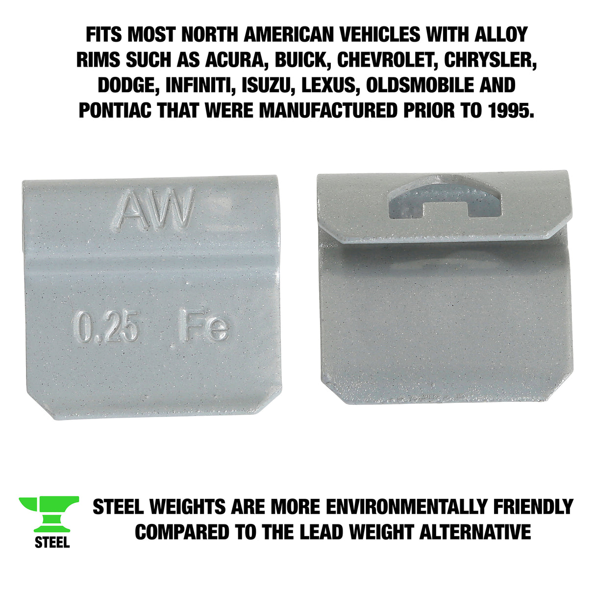OEMTOOLS 23222 0.25 Oz. AL Style Steel Wheel Weight - 1 Box of 25 Additional Image 1