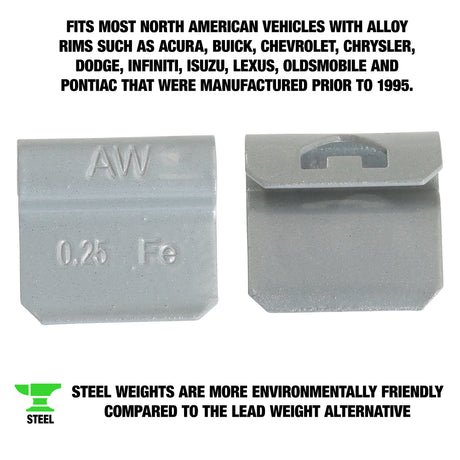 OEMTOOLS 23222 0.25 Oz. AL Style Steel Wheel Weight - 1 Box of 25 Additional Image 1