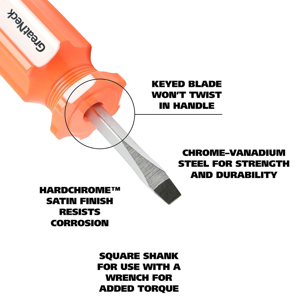GreatNeck 73010 3/16 x 1.5 Inch Slotted Square Shank Stubby Screwdriver Additional Image 3