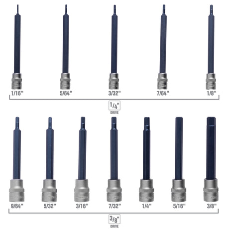 OEMTOOLS 23902 12 Piece SAE Magnetic Long Hex Bit Socket Set Additional Image 3