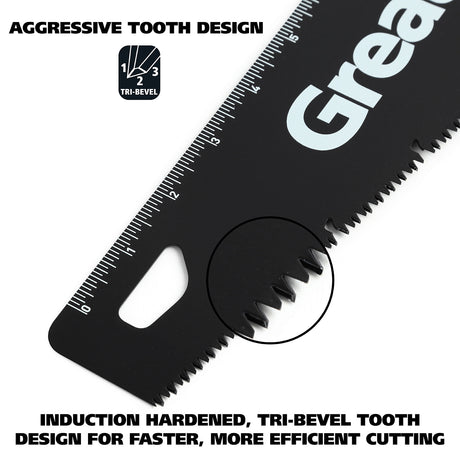 GreatNeck 74003 15 Inch Aggressive Tooth Handsaw w/ Aluminum Frame Composite Handle Additional Image 4