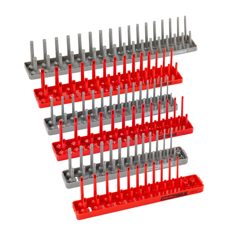 OEMTOOLS 22413 6 Piece SAE and Metric Socket Tray Set (Red and Gray) Main Image