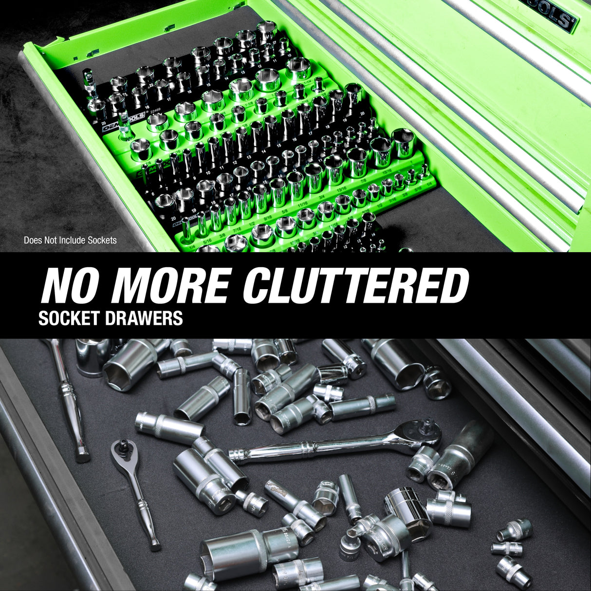 OEMTOOLS 22488 6 Pack Set Metric and SAE Magnetic Socket Tray Set - Black and Green Additional Image 10