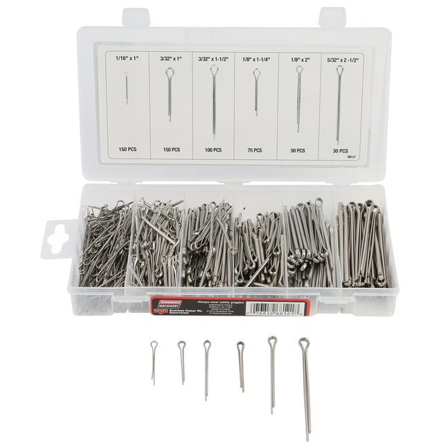 Hardware Machinery® 555 Piece Stainless Cotter Pin Assortment Main Image