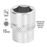 OEMTOOLS 22289 3/8 Inch Drive 6 Pt. Socket (15 mm) Additional Image 1
