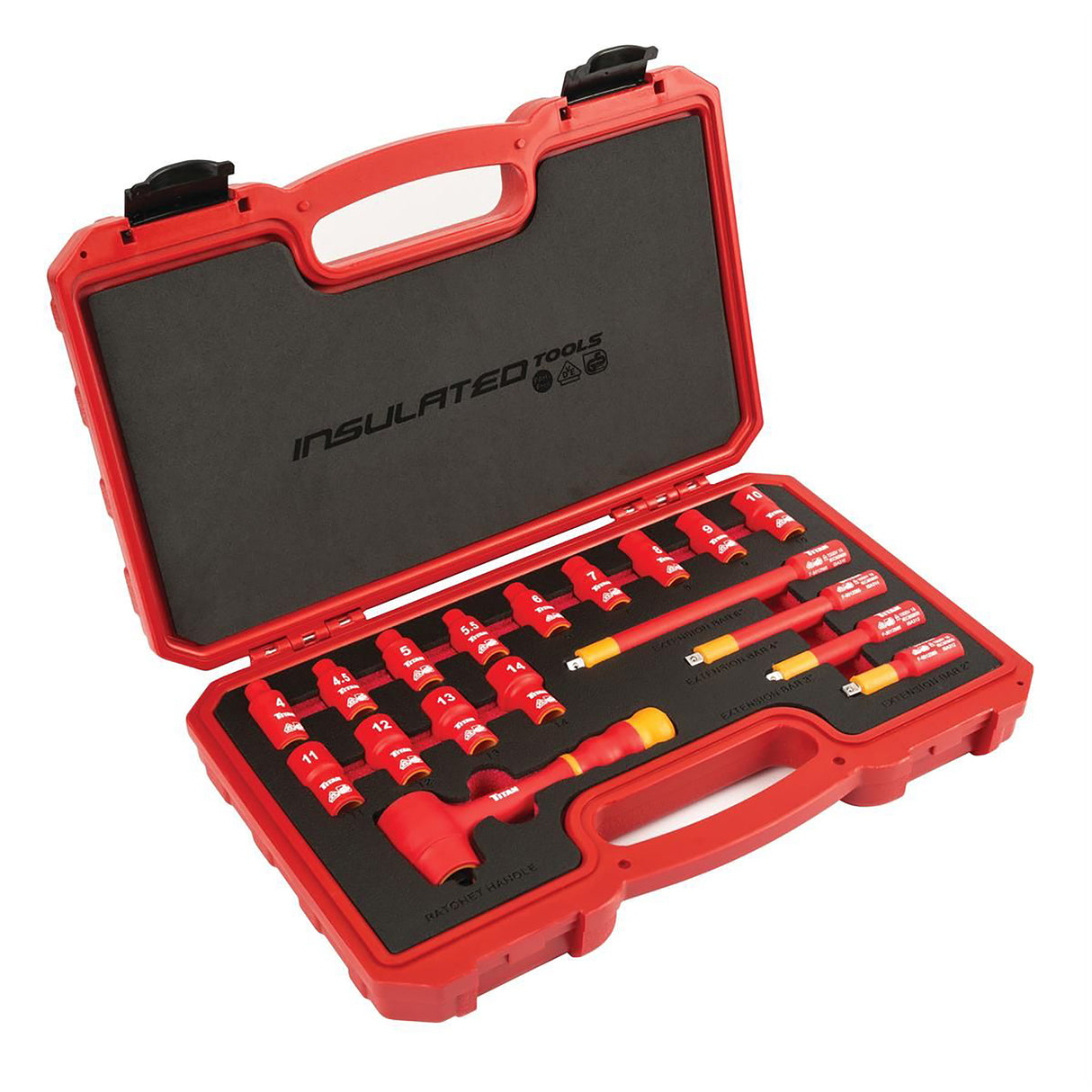 Titan 66100 18 Pc. 1/4 in. Dr. VDE Insulated Socket Set Main Image