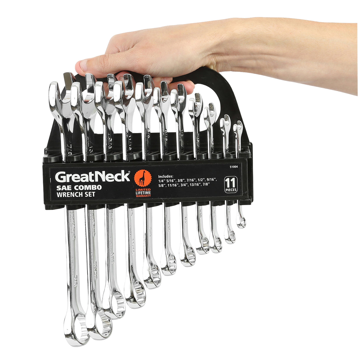 GreatNeck 51004 Combination Wrench SAE Set (11-Piece) with Rack Additional Image 7