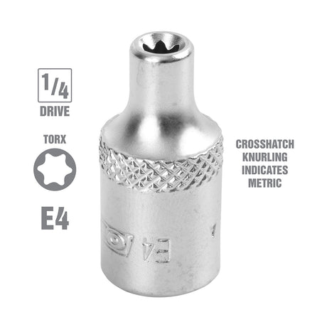 OEMTOOLS 22800 E14 1/4 Inch Drive External Star Socket Additional Image 1