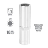 OEMTOOLS 22446 1/2 Inch Drive 6 Pt. Deep Wall Socket (16 mm) Additional Image 1