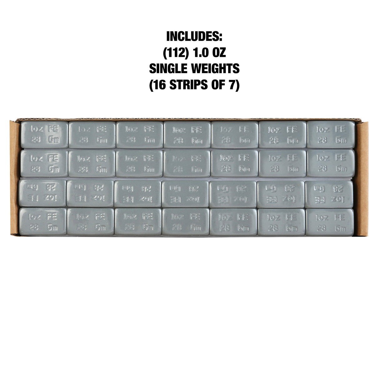 OEMTOOLS 23214 1.00 oz. Low Profile Steel Adhesive Wheel Weights, 16 Strips of 7, 112 Pieces Per Box Additional Image 2