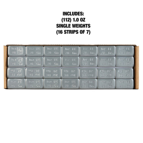 OEMTOOLS 23214 1.00 oz. Low Profile Steel Adhesive Wheel Weights, 16 Strips of 7, 112 Pieces Per Box Additional Image 2