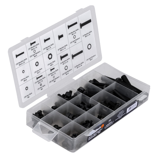 GreatNeck 68233 255-Piece Nut and Bolt Assortment, MM, Black Main Image