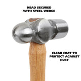 GreatNeck BP12 Ball Peen Hammer (12 Oz.) with Hickory Handle Additional Image 2