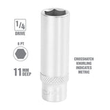 OEMTOOLS 22275 1/4 Inch Drive 6 Pt. Deep Socket (11 mm) Additional Image 1