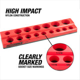 OEMTOOLS 22460 6 Pack Set Metric and SAE Magnetic Socket Tray Set - Black and Red Additional Image 4