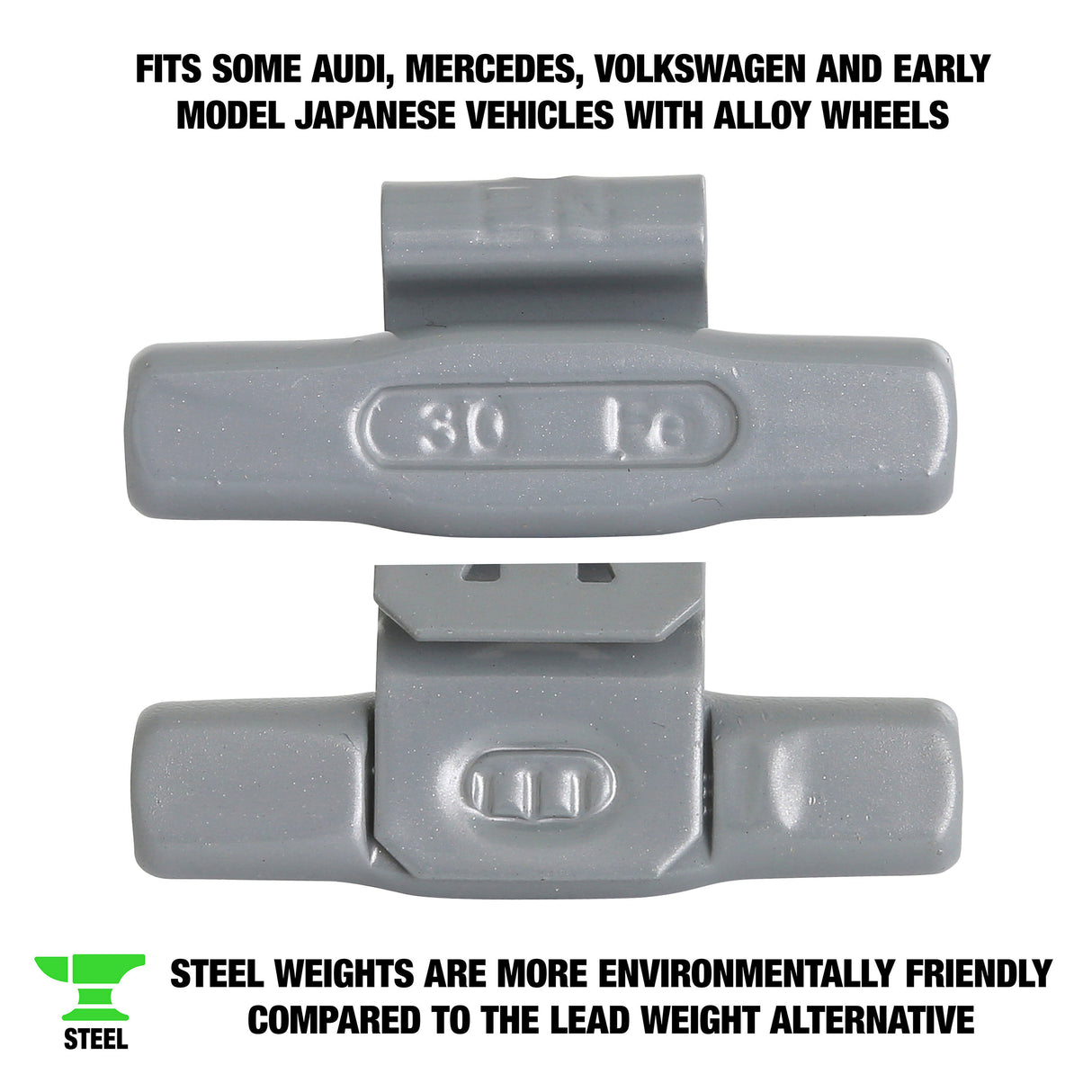 OEMTOOLS 23280 30 gm. EN Style Steel Wheel Weight- 1 Box of 25 Additional Image 1