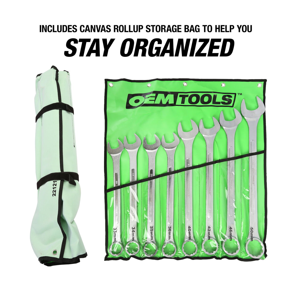 OEMTOOLS 22121 8 Piece Jumbo Combination Wrench Set (33 mm - 50 mm) Additional Image 2
