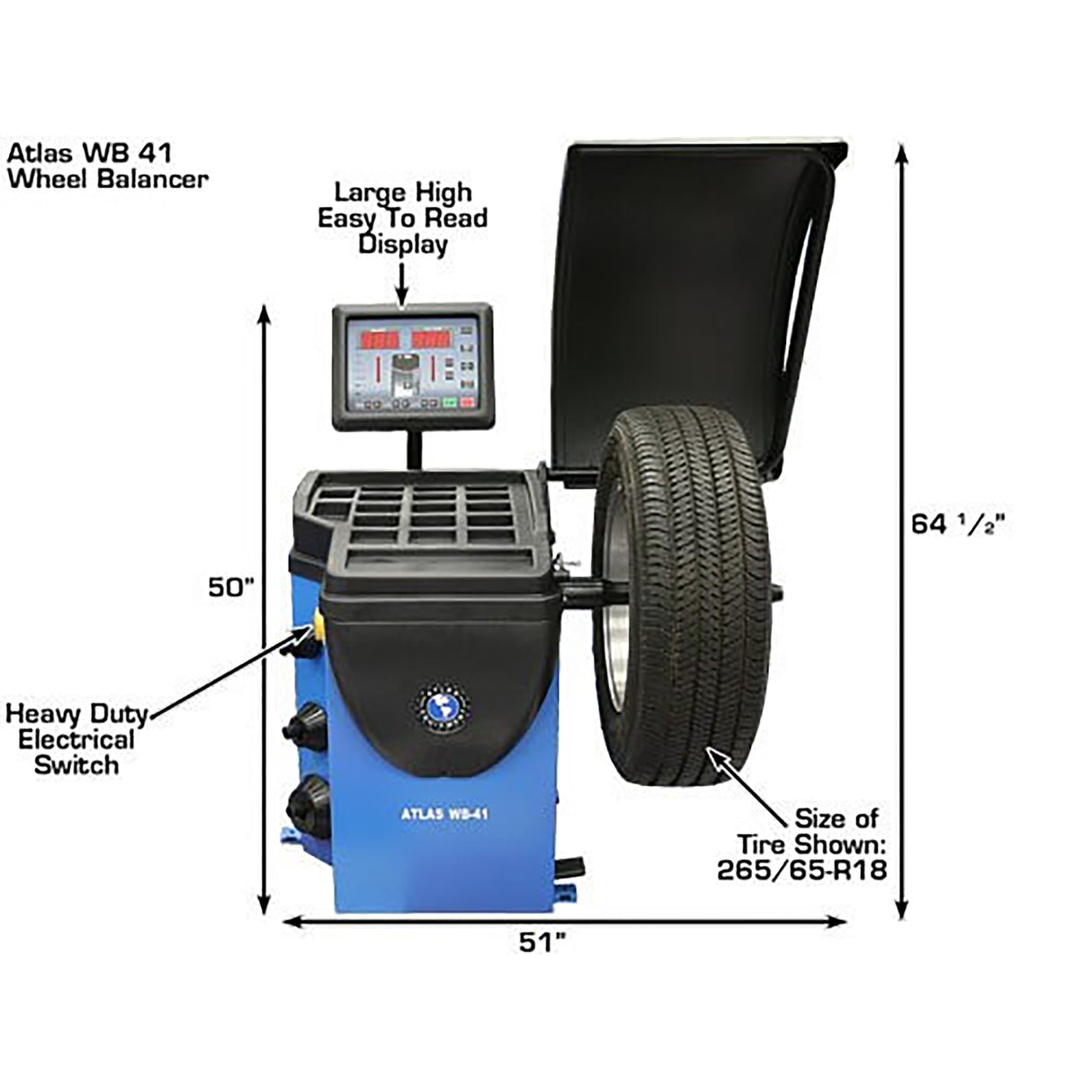 Atlas Equipment ATETCWB-COMBO2-FPD TC289 Rim Clamp Tire Changer + WB41 Wheel Balancer Combo Package Additional Image 3
