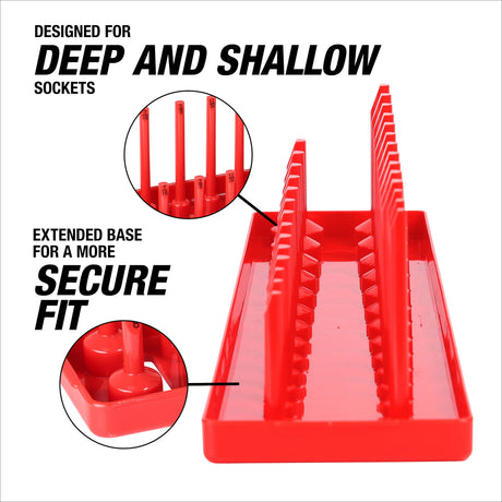 OEMTOOLS 22413 6 Piece SAE and Metric Socket Tray Set (Red and Gray) Additional Image 5